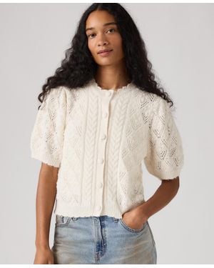 Levi's Pauline Pointelle Short Sleeve Cardigan - Natural