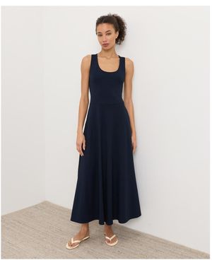 Pact Fit & Flare Open Back Maxi Dress Made With Organic Cotton - Blue