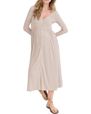 Hatch Collection Maternity The Softest Rib Nursing Friendly Dress - Natural
