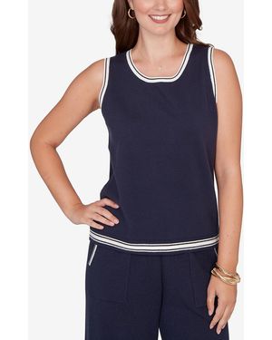 Ruby Rd. Petite Tipped Trim Sweater Tank Top - Blue
