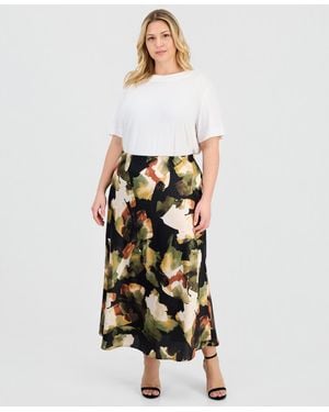 Anne Klein Plus Size Pull-on Bias Flared Skirt - White