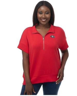 ZooZatZ Georgia Bulldogs Tri-blend Quarter-zip Flowy Top - Red