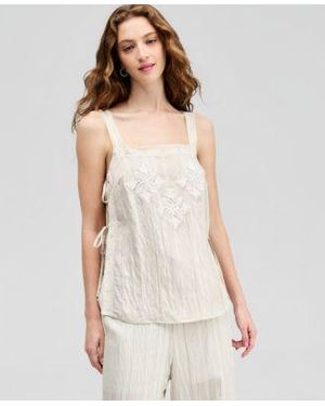 And Now This Now This Lace Trim Side Tie Tank Top Macys Exclusive - White