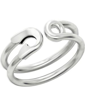 Spero London Sterling Safety Pin Ring - White