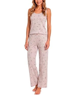 Sincerely Jules Sleeveless Scoop-neck Pointelle Tank And Pants - Red