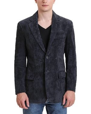BGSD Men Grant 2-button Suede Leather Blazer - Black
