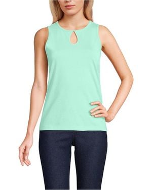 Lands' End Petite Supima Keyhole Tank - Green