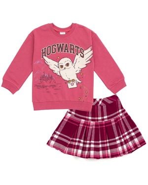 Harry Potter Girls Hedwig Fleece Sweatshirt And Pleated Skirt To (4 - Pink