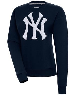 Antigua New York Yankees Victory Chenille Pullover Sweatshirt - Blue