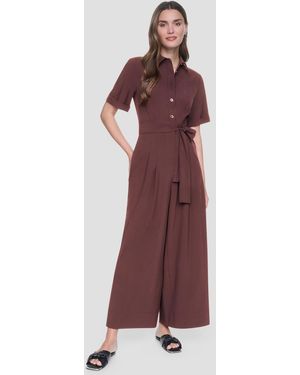 DKNY Short-sleeve Wide-leg Jumpsuit - Purple