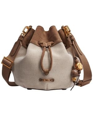 Donna Karan Weekend Woven Medium Bucket Bag - Brown