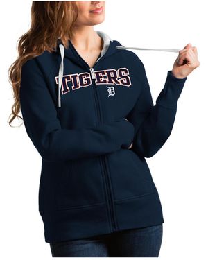 Antigua Detroit Tigers Team Logo Victory Full-zip Hoodie - Blue
