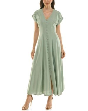 Taylor Button-front A-line Dress - Blue