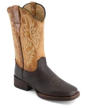 Forastero Real Leather Square Toe Cowgirl Boots - White