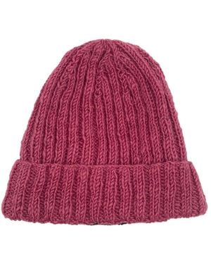 feel good S Artisan Hand-knit Denali Ribbed Wool Beanie Hat - Red