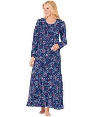 Dreams & Co. Plus Size Long-sleeve Gown - Blue