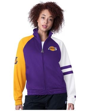 Starter Los Angeles Lakers Line Up Dolman Raglan Full-zip Track Jacket - Purple