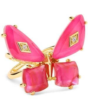 Kendra Scott Gold-tone Mother Of Pearl & Abalone Bianca Butterfly Ring - Pink