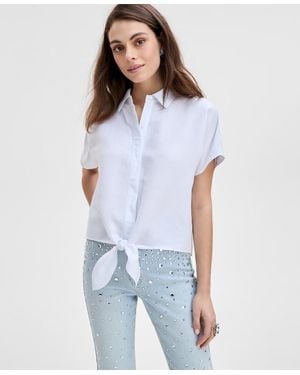 INC International Concepts Tie-front Blouse - Blue