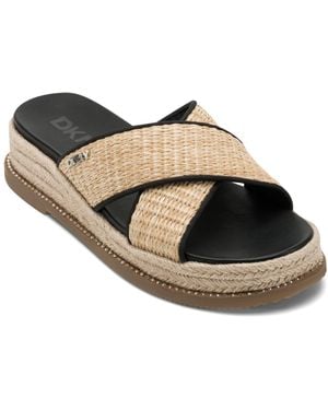 DKNY Berris Criss Cross Espadrille Platform Sandal - Black