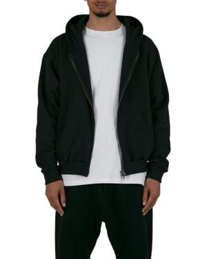 MNML Full Zip Relaxed-fit Heavyweight Cotton Hoodie - Black