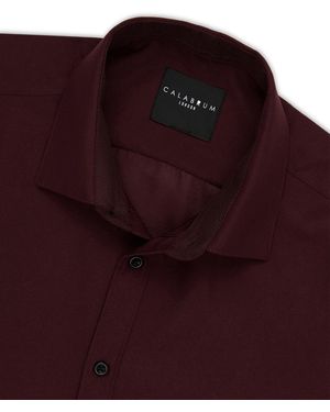 Calabrum Regular Fit Solid Wrinkle Free Performance Dress Shirt - Red