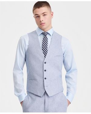 BarIII Slim-fit Linen-blend Suit Separates Vest - Blue
