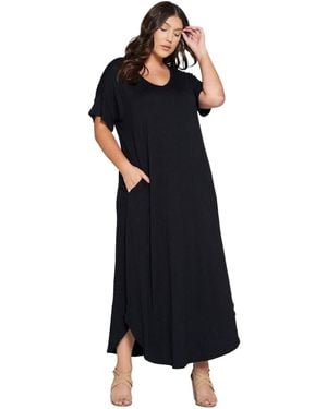 L I V D Plus Size Scarlett Maxi Pocket Dress - Black