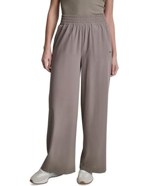 DKNY Hudson Stretch Wide-leg Pull-on Pants - Brown