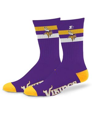 Starter And Minnesota Vikings Team Color Two-stripe Crew Socks - Purple