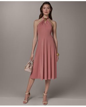 Donna Karan Sleeveless Halter Midi - Brown