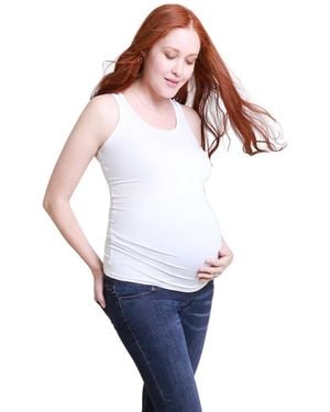 Ingrid & Isabel Maternity Scoop Neck Tank - White