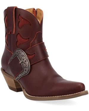 Dingo Saddle Up Leather Western Buckle-strap Bootie - Brown
