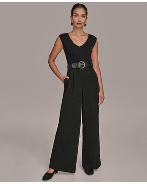 Donna Karan Belted Straight-leg Jumpsuit - Black