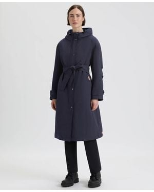 HUNTER Hooded Belt Trench Coat - Blue