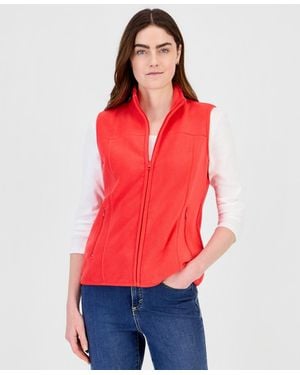 Style & Co. Zip-front Polar Fleece Vest - Red
