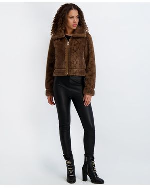 KARL LAGERFELD Printed Faux-fur Bomber Jacket - Brown