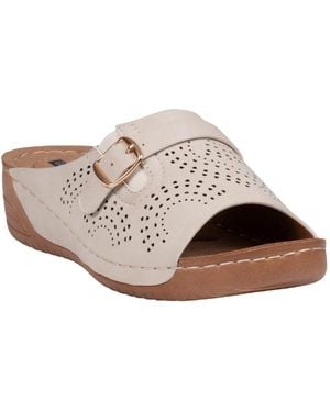 Gc Shoes Moira Perforated Comfort Round Toe Sandals - White