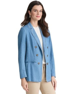 Jones New York Faux Double Breasted Blazer - Blue