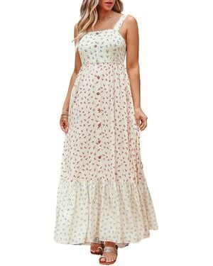 CUPSHE Countryside Stroll Floral Maxi Beach Dress - White