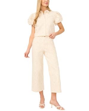Cece Mid-rise Eyelet Cotton Cropped Jeans - Natural