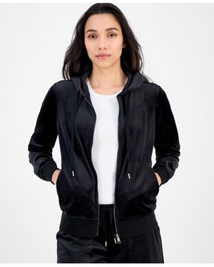 Style & Co. Velour Zip-up Hoodie - Black