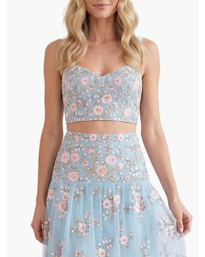 Needle & Thread Eden Rose Sweetheart Crop Top - Blue