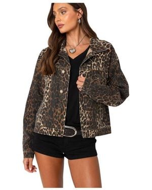 Edikted Print Denim Jacket - Black