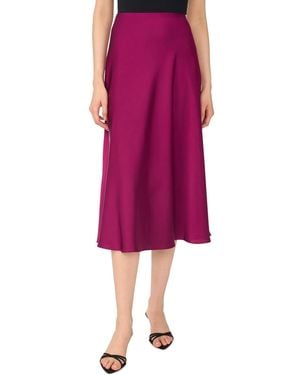 Cece A-line Side-zip Satin Midi Skirt - Purple