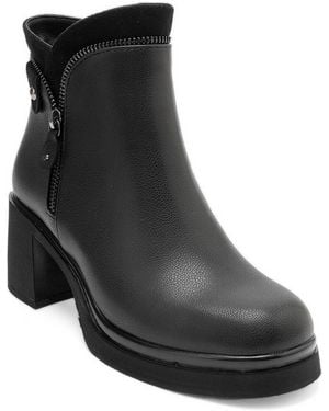 Prologue Shoes Raphael Zipper Block Heel Boot - Black