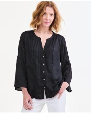 Style & Co. Bell-sleeve Satin Pintuck Blouse - Black