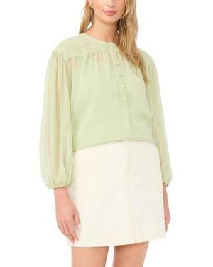 Vince Camuto Half Placket Shirred Yoke Blouse - Yellow