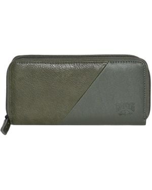 ROOTS Slim Zipper Round Wallet - Green