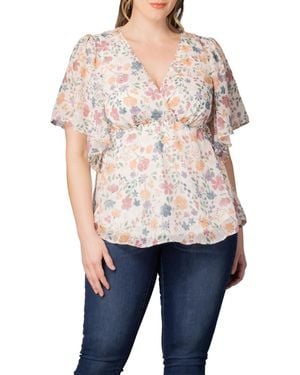 Kiyonna Plus Size Seaside Serenade Peplum Top - White